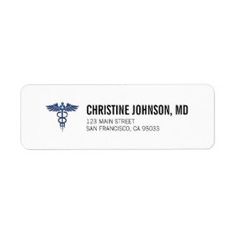 Medicinsk Caduceus | Doktor Nurse Returadress Etikett