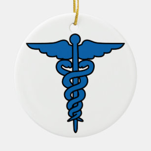 Medicinsk Caduceus Julgransprydnad Keramik