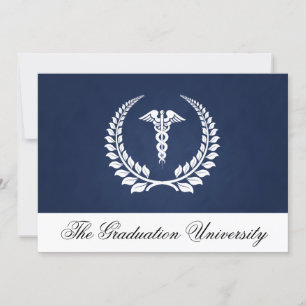 Medicinsk Caduceus Laurel w/Blue Inbjudningar