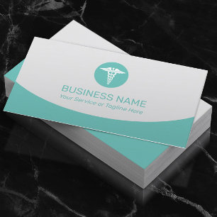 Medicinsk Caduceus Logotyp Modern Teal Visitkort