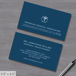 Medicinsk Caduceus Logotyp Professionell Blue Visitkort