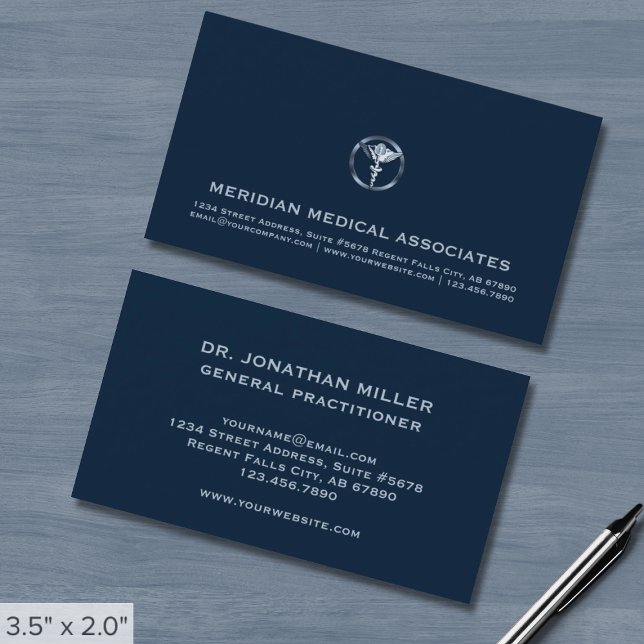 Medicinsk Caduceus Logotyp Professionell Blue Visitkort (Skapare uppladdad)