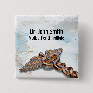 Medicinsk Caduceus Ro Guld Copper Luxury Marble Knapp