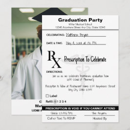 Medicinsk Caduceus Rx förskrivning Pad Studenten Inbjudningar