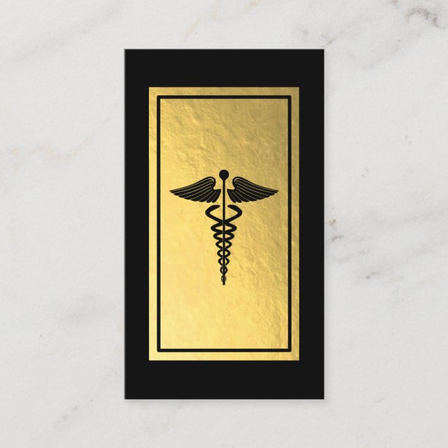 Medicinsk Caduceus Symbol Faux Guld Foil Visitkort (Framsida)