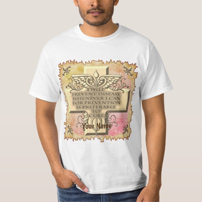 Medicinsk Credo Caduceus T Shirt (Framsida)