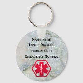 Medicinsk diabetesvarning Personlig 1 eller 2 Nyckelring