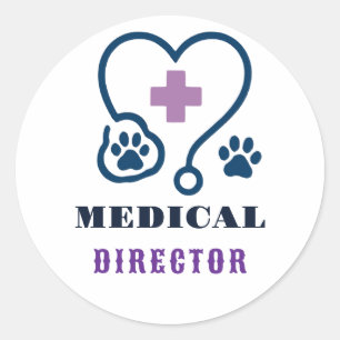 🩺 Medicinsk Direktör för Veterinärsjukhus Team 🩺 Runt Klistermärke