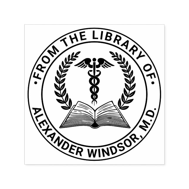 Medicinsk Doktor Caduceus #1LR Bok Namn Självfärgande Stämpel (Design)