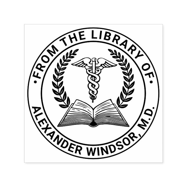 Medicinsk Doktor Caduceus 2LR Bok Namn Adress Självfärgande Stämpel (Design)