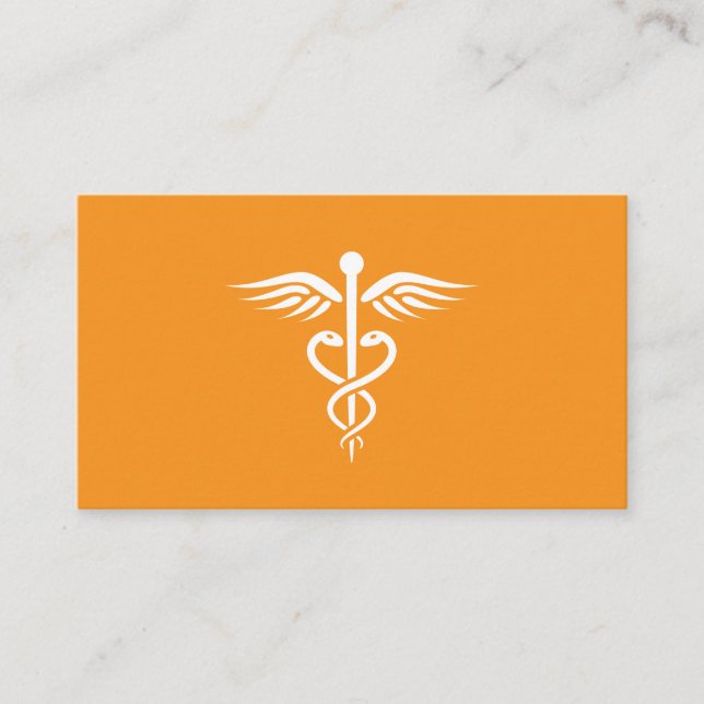 Medicinsk doktor caduceus, Modern snyggt orange Visitkort (Framsida)