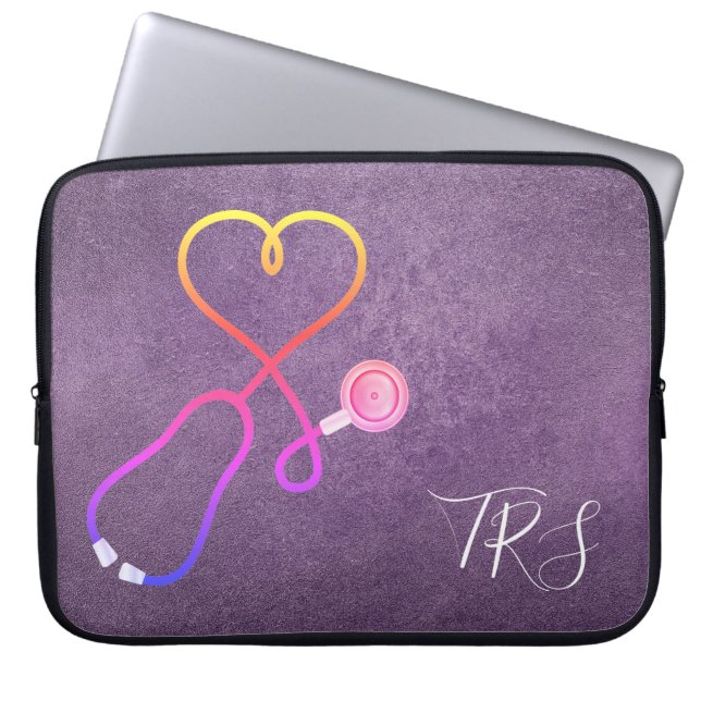 Medicinsk Doktor eller Nurse Lila Glitter Laptop Fodral (Framsidan)