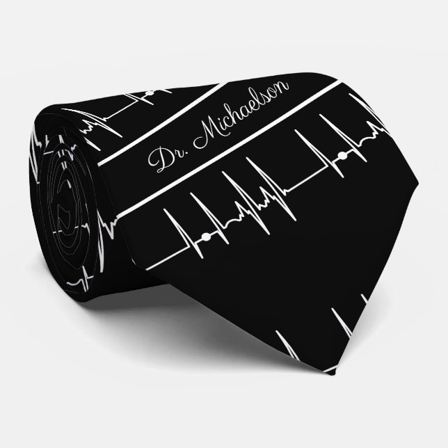 Medicinsk Doktor kardiolog Cardiogram Namn Black Slips (Rullad)