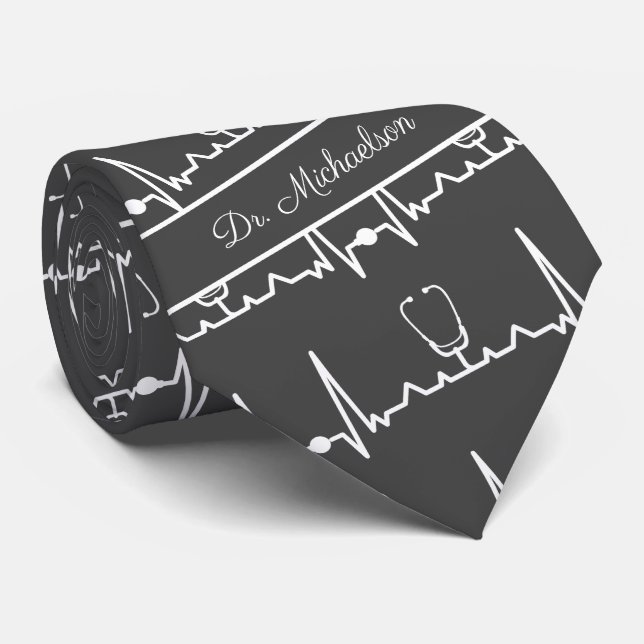 Medicinsk Doktor kardiolog Kardiogram ECG Namn Slips (Rullad)