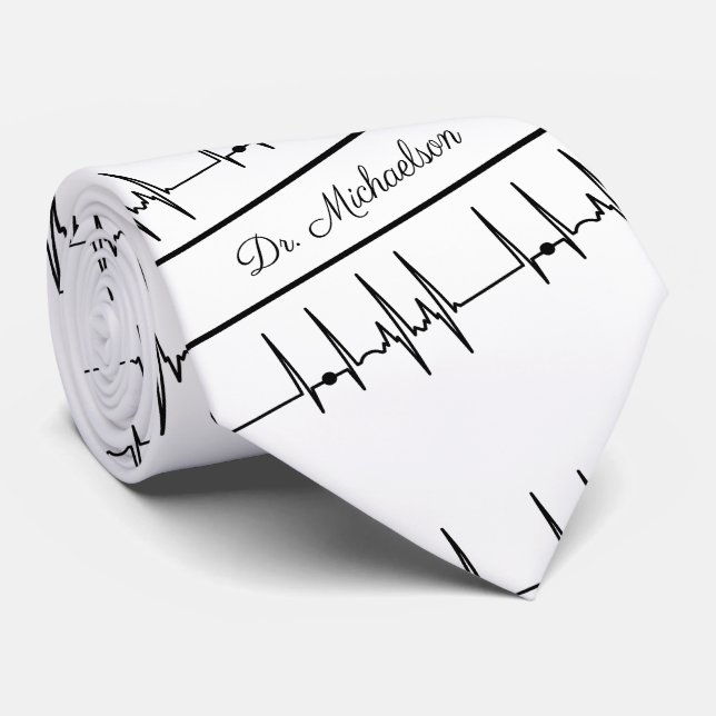 Medicinsk Doktor kardiolog Kardiogram ECG Namn Slips (Rullad)
