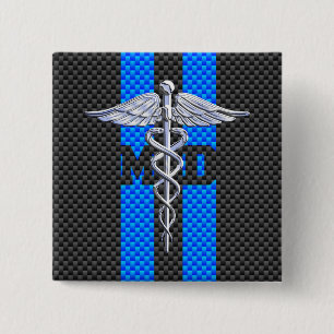 Medicinsk Doktor MD Caduceus Carbon Fiber Rand Knapp