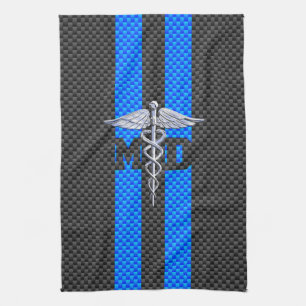 Medicinsk Doktor MD Caduceus Carbon Fiber Rand Kökshandduk