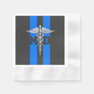 Medicinsk Doktor MD Caduceus Carbon Fiber Rand Pappersservett