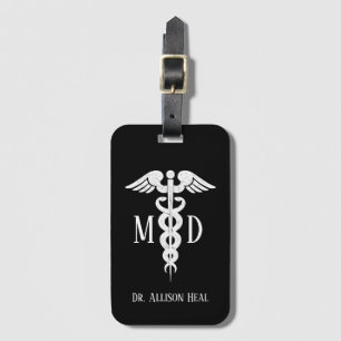 Medicinsk Doktor MD Caduceus-symbol Anpassad Namn Bagagebricka