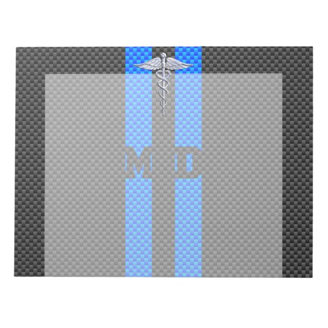 Medicinsk Doktor MD-inducering vid kolfiberutskrif Anteckningsblock (Framsida)