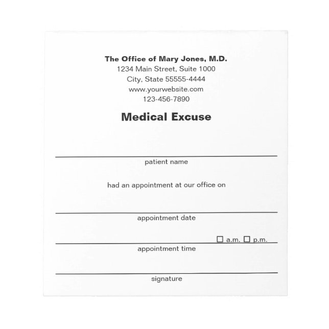 Medicinsk Doktor Note Black White-mall Anteckningsblock (Framsida)