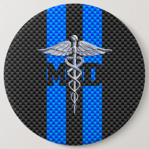 Medicinsk doktorMD-Caduceus på kolfiberdekor Knapp