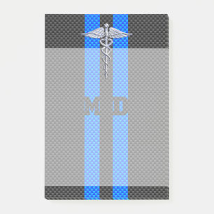 Medicinsk doktorMD-Caduceus på kolfiberstil Post-it Block