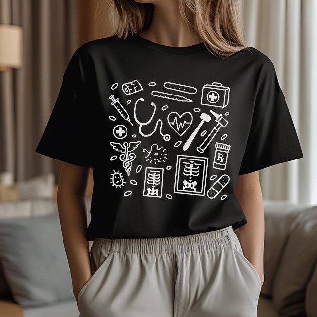 Medicinsk Doodle Shirt for RN, MD eller Future Hea T Shirt (healthcare worker shirt, med student gift, graduation medical shirt, nurse grad gift,)