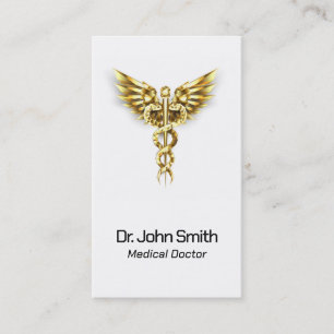 Medicinsk Elegant Guld Caduceus Vingar Classy Visitkort