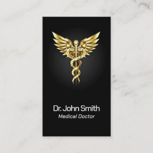 Medicinsk Elegant Guld Caduceus Vingar Classy Visitkort