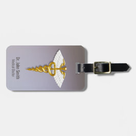 Medicinsk Elegant Guld Caduceus White Vingar Bagagebricka