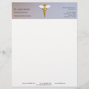 Medicinsk Elegant Guld Caduceus White Vinge Brevhuvud