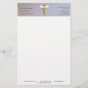 Medicinsk Elegant Guld Kaducé Valky Wings Brevpapper