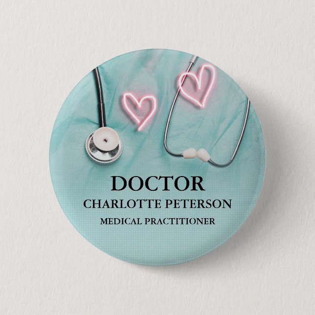 Medicinsk enhetlig stetoscope Doktor Namn bricka Knapp (Framsida)