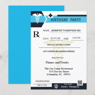 Medicinsk förskrivning Pad Birthday-inbjudan Inbjudningar