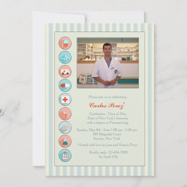 Medicinsk fotoinbjudan till Lagrar Studenten Inbjudningar (Framsida)