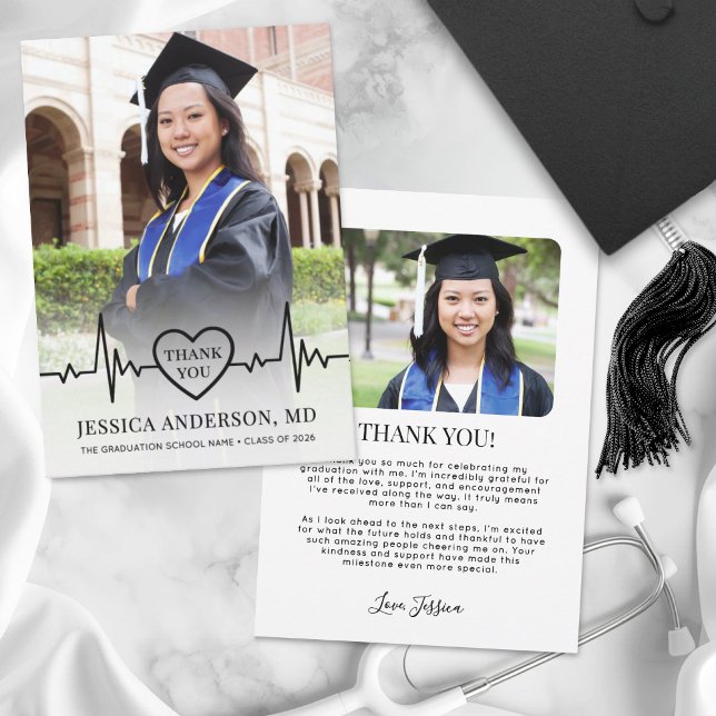 Medicinsk fotoutbildning tack kort (Medical Photo Graduation Thank You Card)