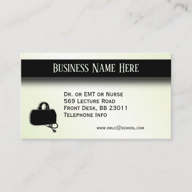 Medicinsk Grönt med kontorstid på baksidan Visitkort (Framsida)