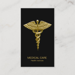 Medicinsk guld- Caduceus på svarten - visitkort