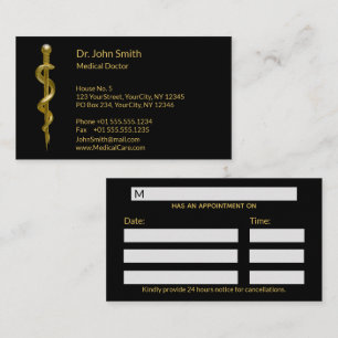 Medicinsk Guld på Black Classy Rod of Asclepius Tidsbeställning Kort