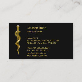 Medicinsk Guld på Black Classy Rod of Asclepius Tidsbeställning Kort