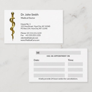 Medicinsk Guld på vit klass av asclepius Tidsbeställning Kort