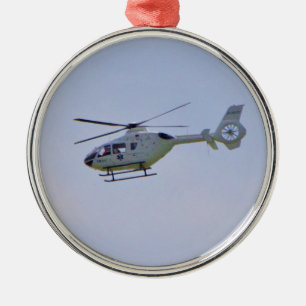 Medicinsk helikopter julgransprydnad metall