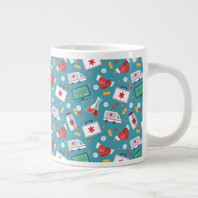 Medicinsk ikon Mönster Jumbo Mugg (Höger)
