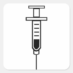 Medicinsk injektionsspruta fyrkantigt klistermärke