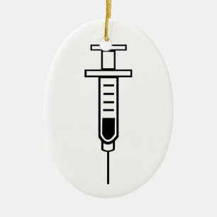 Medicinsk injektionsspruta julgransprydnad keramik