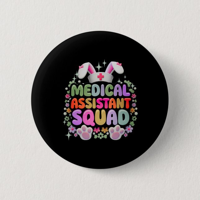 Medicinsk Istant Squad Funny Cute Påsk Day Bunny E Knapp (Framsida)