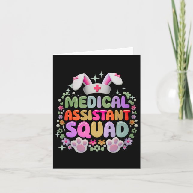 Medicinsk Istant Squad Funny Cute Påsk Day Bunny E Kort (Framsida)
