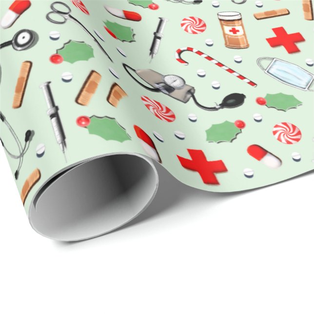 Medicinsk jul presentpapper (Rullad Hörn)