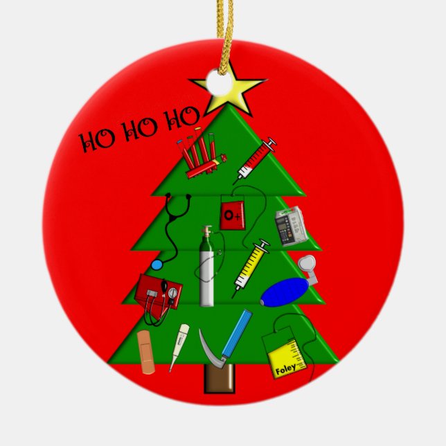 Medicinsk julprydnad för sjuksköterska julgransprydnad keramik (Framsidan)